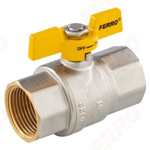Robinet cu bilă pentru gaz cu fluture, tip G61, filet interior-interior – Ferro
